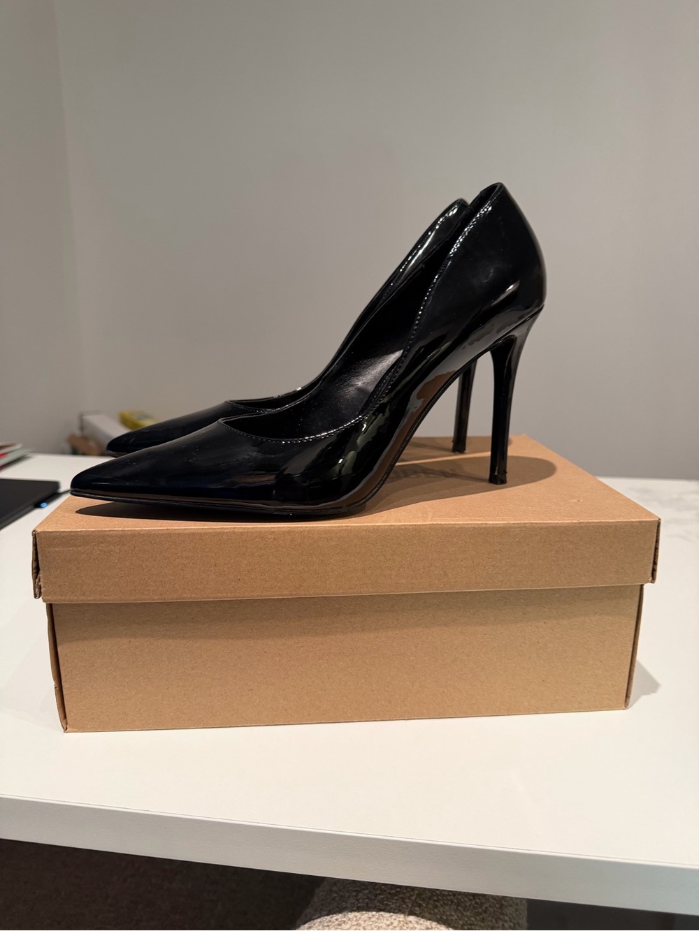 Steve Madden Black Patent Pointed Stiletto Pumps